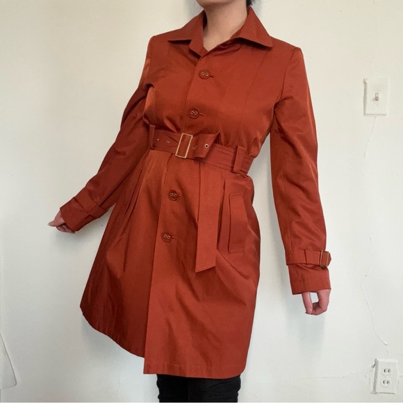 y2k Vintage Orange Trench Coat - Picture 4 of 7